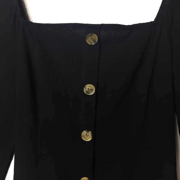 "Tea Time" Black Buttoned Mini Dress - Picture 4 of 7